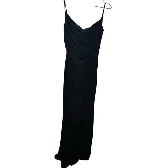 LA FEMME Black Ruched Cutout Back Jersey Trumpet Slit Gown Dress Size 8z - Picture 3 of 10